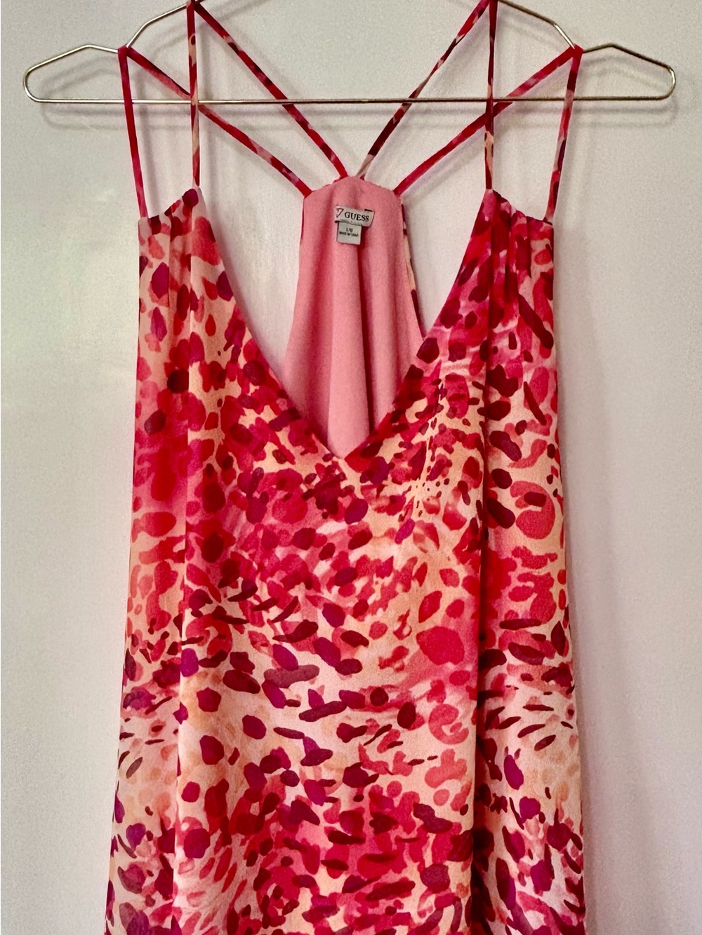 Guess| Pink & Red Printed Lightweight Strappy Cami Sz L